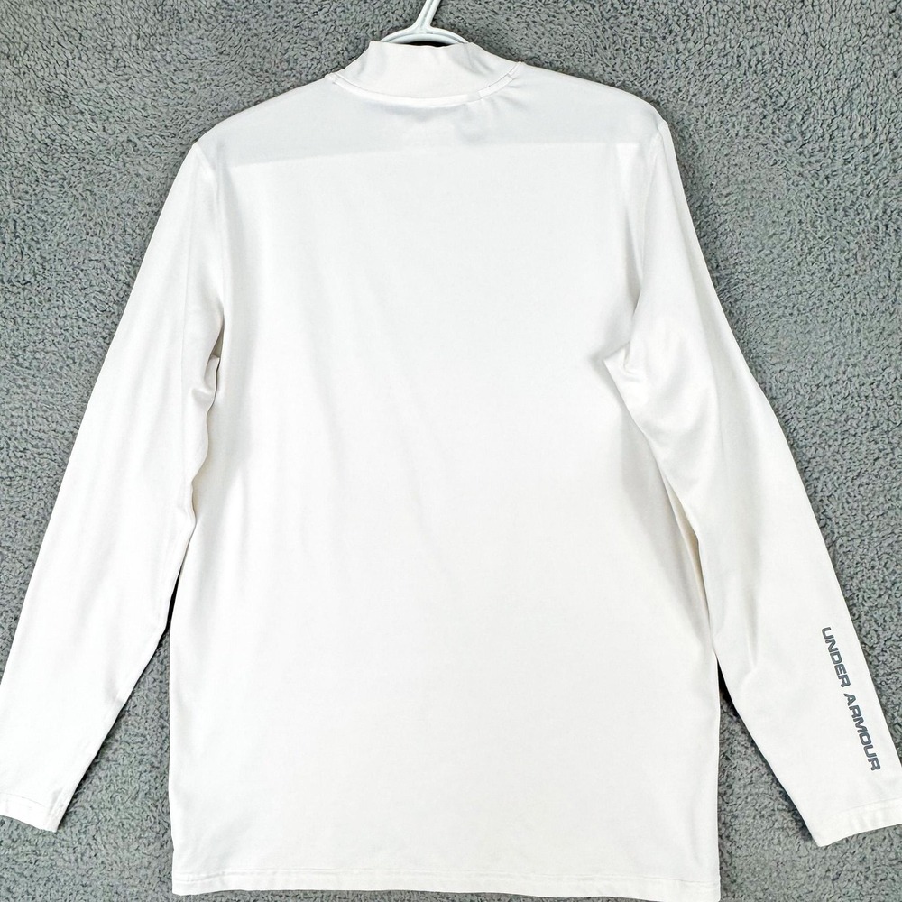 Under Armour ColdGear Golf Shirt Mens Medium White Mock‎ Neck Base Layer Outdoor - Picture 5 of 10